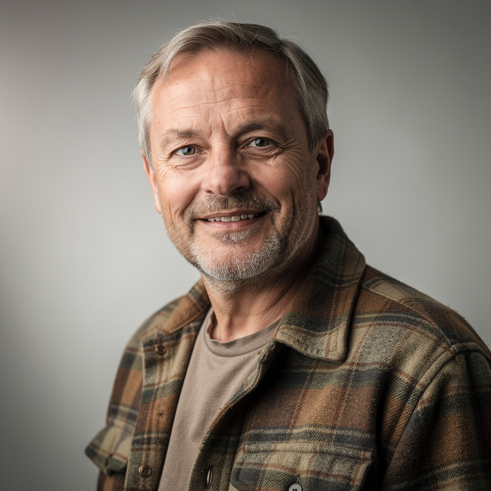 Portrait of a Danish male field producer in his 50s